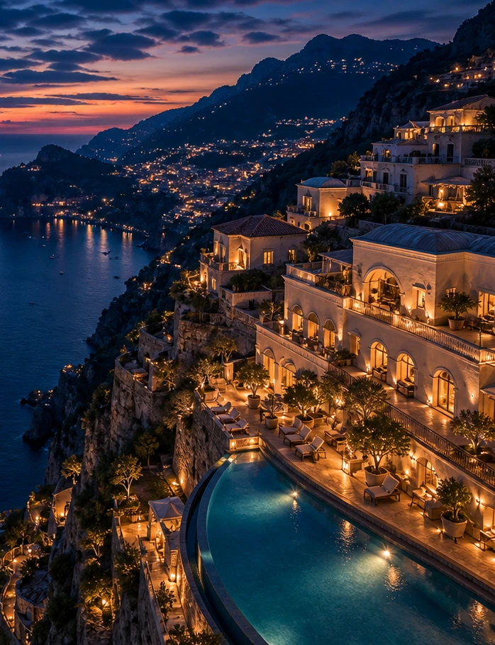 Cliffside coast at dusk